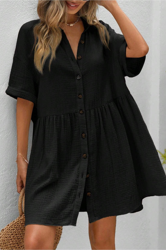 Women’s Ruffle Hem Shirt Dress – Loose Fit Summer Holiday Style CJ US