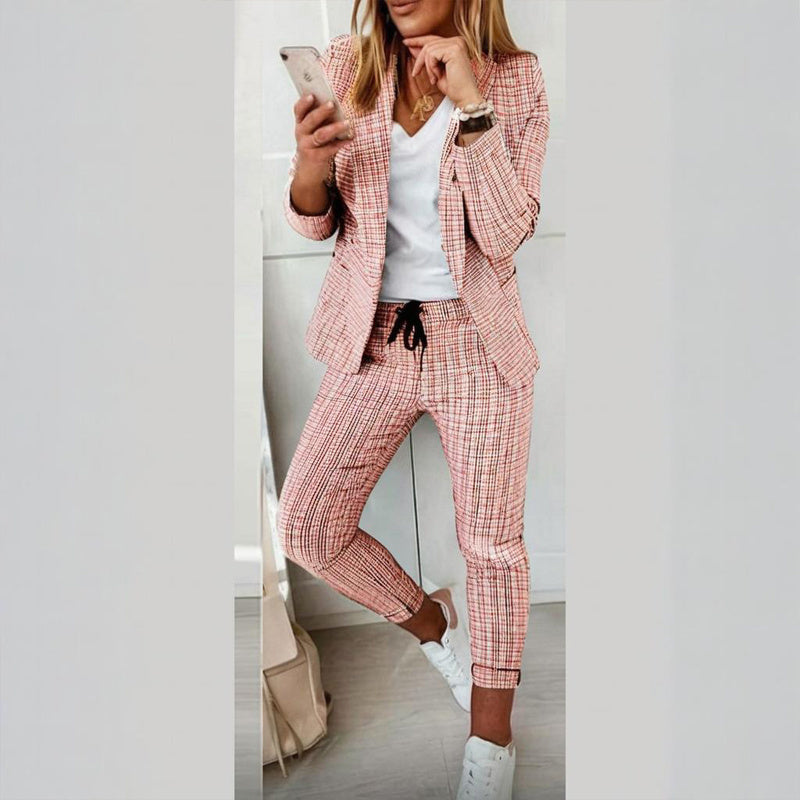 Women’s Plaid Two‑Piece Suit Set CJ US