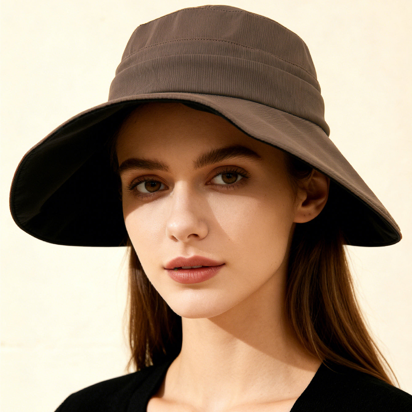 Cross-border Minimalist Light Board Vertical Stripe Wide-brimmed Sun Hat For Daily Outdoor Hiking And Climbing, Sun Protection Hat 