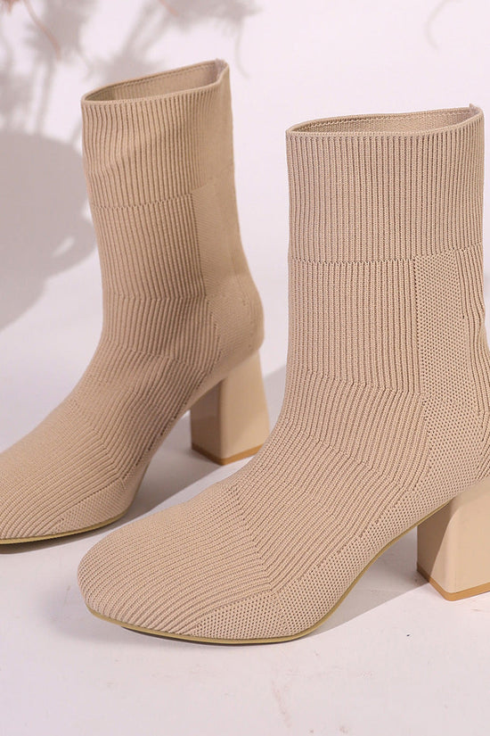 New Knitted Round Head Sleeve High Heel Socks Boots CJ