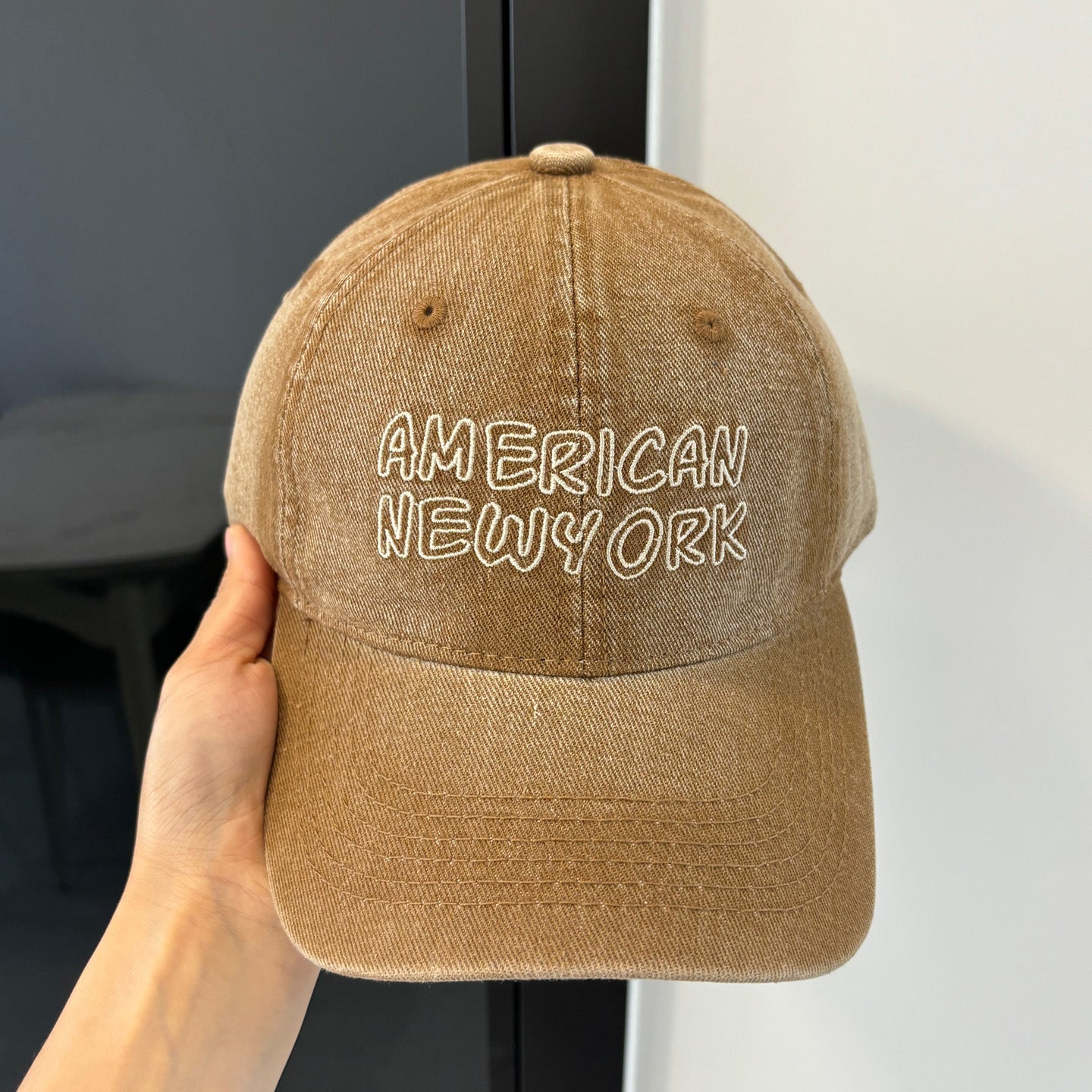 American Retro Washed Denim Peaked Cap Female Korean Style CJ