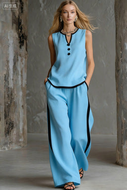 Women's Minimalist Sleeveless Two-Piece Set 