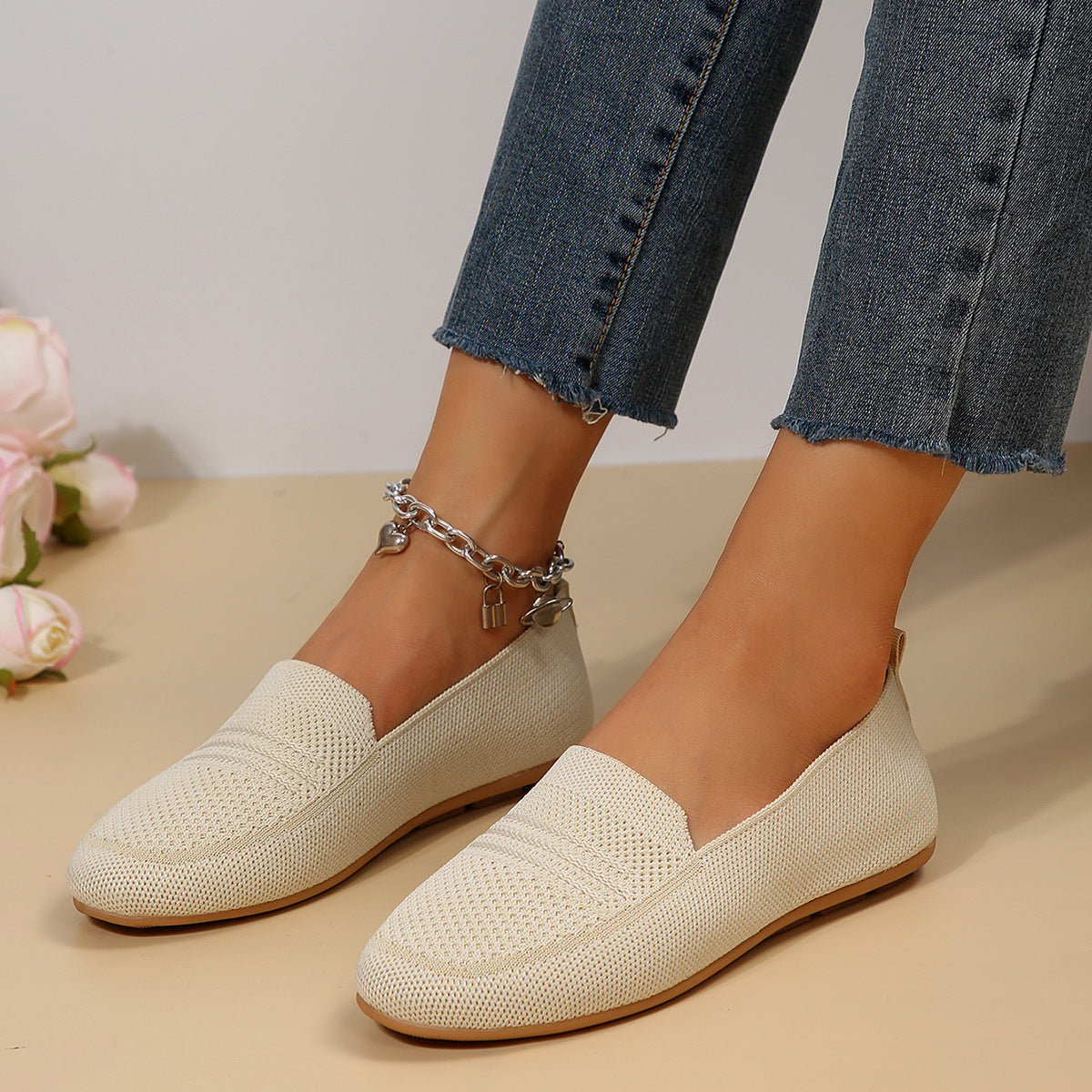 Women’s Handmade Gommino Driving Shoes – Solid‑Color Casual Flats CJ US