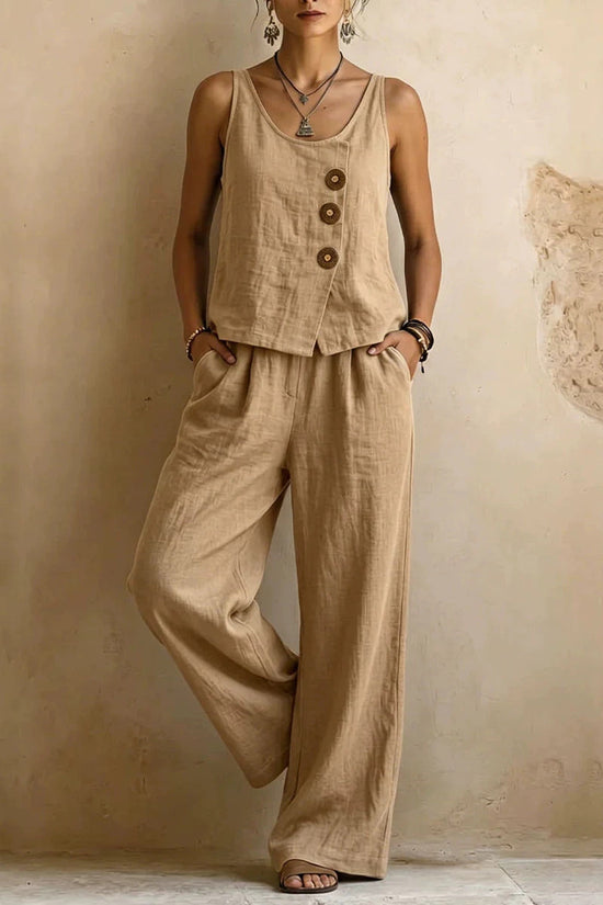 Women's Casual Sleeveless Tank Top And Pants Set 