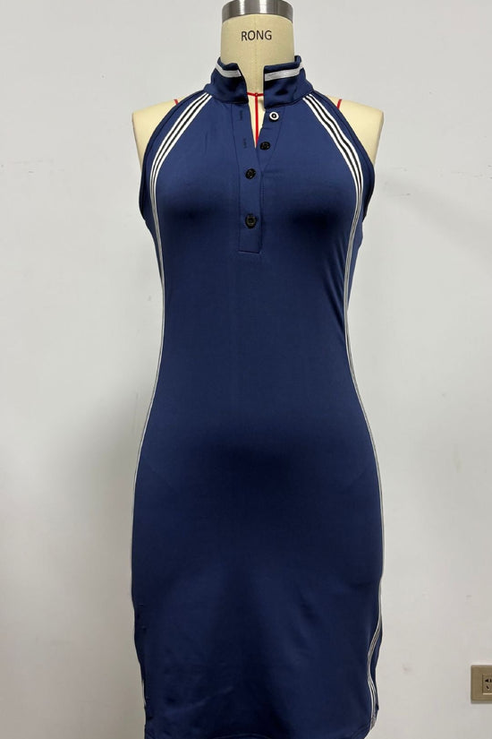 Women’s Sleeveless Button-Up Collar Shirt Dress 