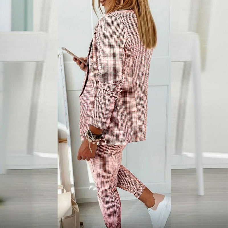 Women’s Plaid Two‑Piece Suit Set CJ US