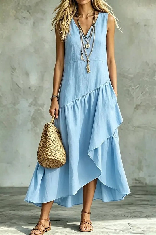 Women's Casual Solid-Color Loose Sleeveless Dress 