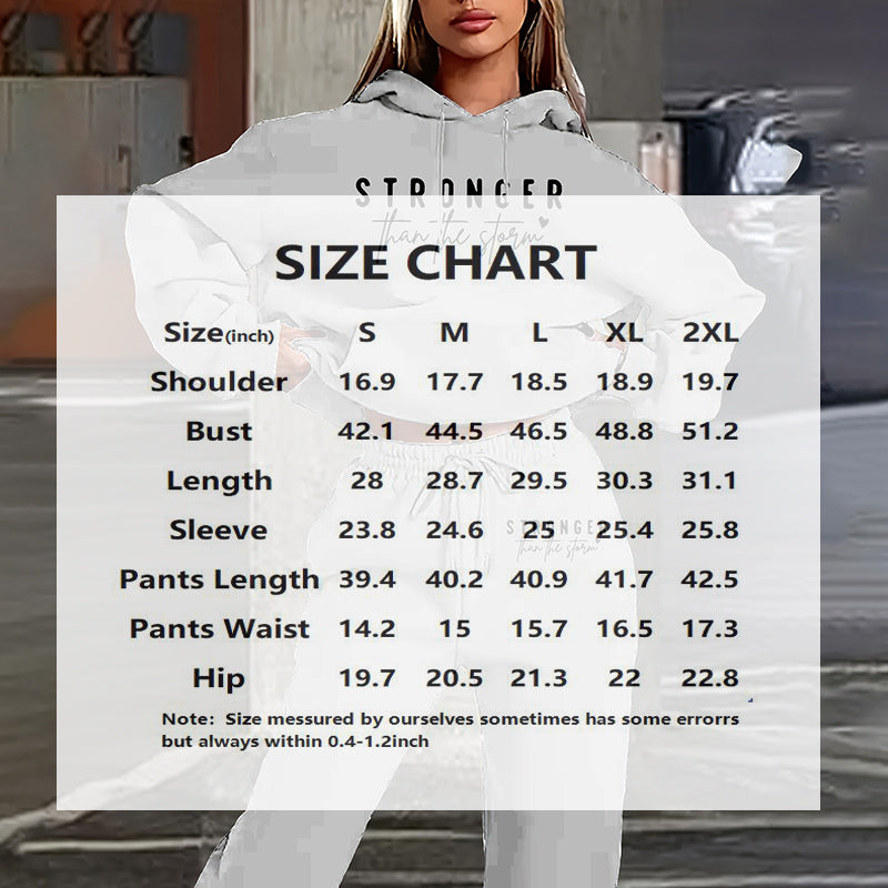 Women's Solid 2-Piece Set Letter Print Hoodie With Pocket & Drawstring Jogger Pants Casual Tracksuit CJ US