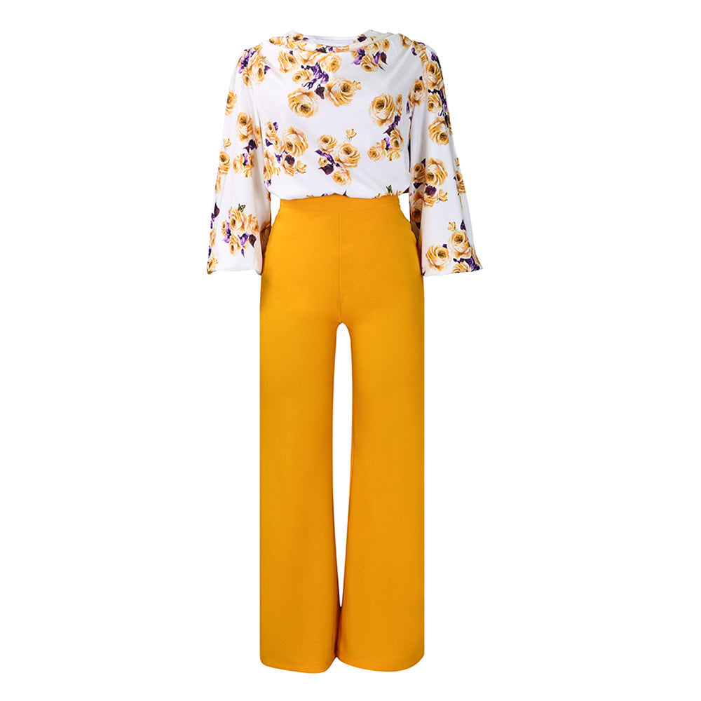 Women's Fashionable Printed Lace-Up Casual Set 