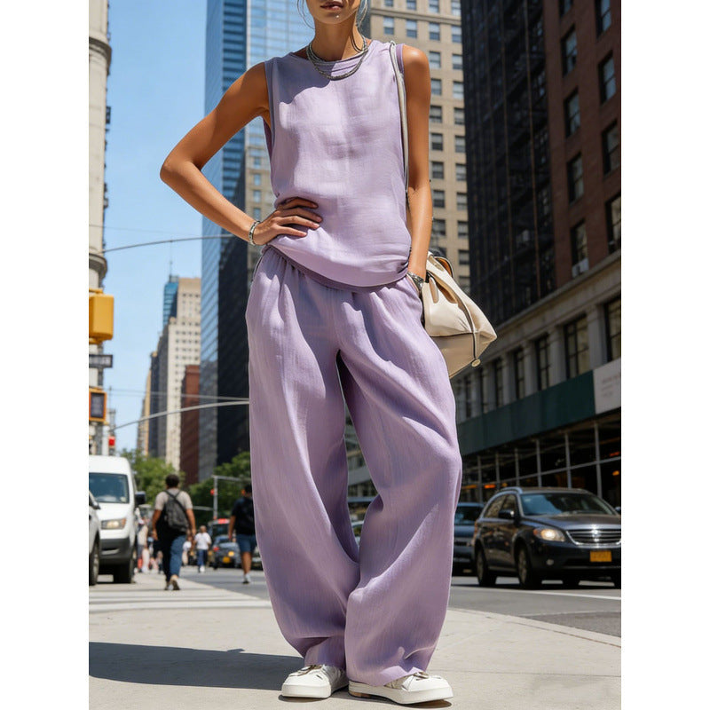 Womens Sleeveless Top And Pants Two-piece Set 