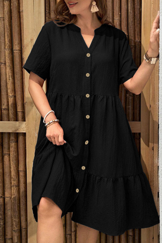 Plus-Size Button-Front V‑Neck Midi Dress CJ US