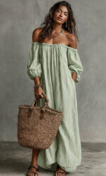 Women's Off-shoulder Long-sleeve Dress 