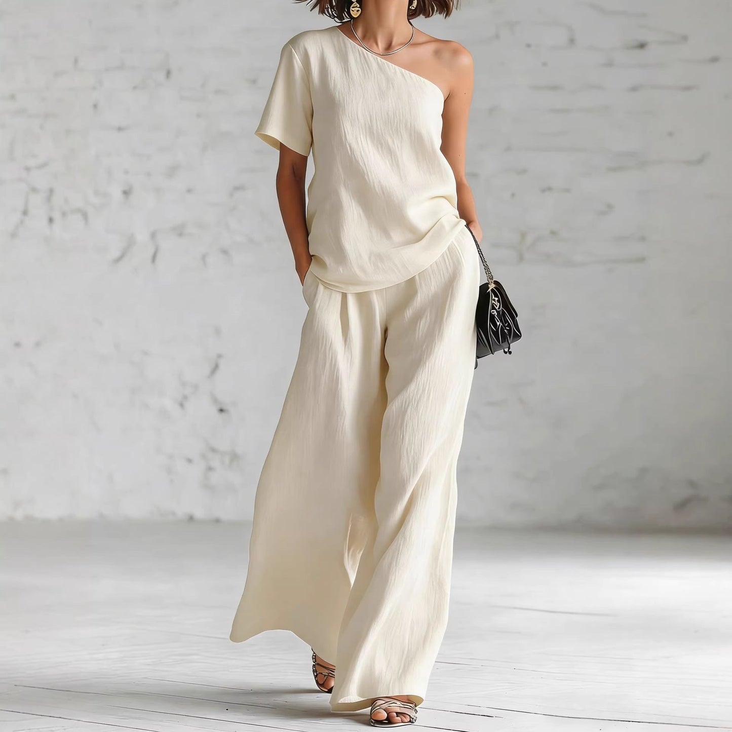 Fashion Top And Wide-leg Pants Casual Set 