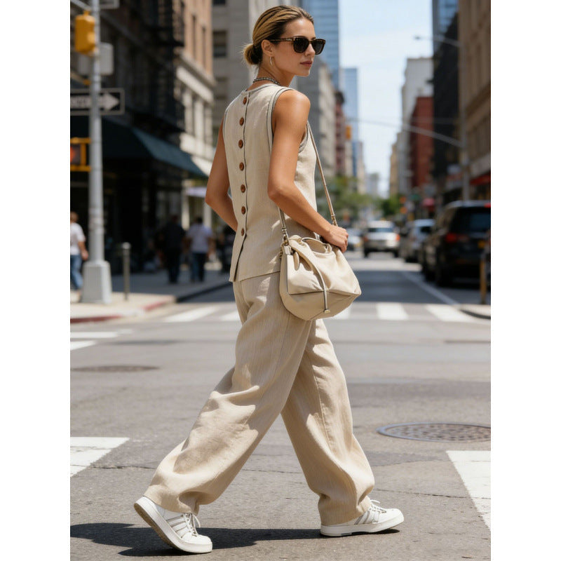 Womens Sleeveless Top And Pants Two-piece Set 