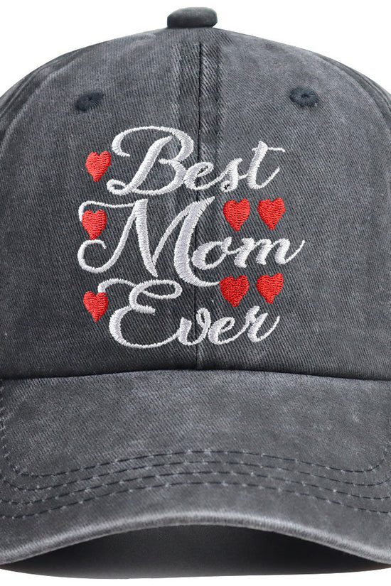 Best Mom Ever Adjustable Embroidered Wash Cotton Cap 