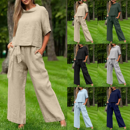 Round-neck Plus-size Womens Casual Two-piece Set, Trendy For Women 