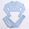  Blue long sleeve pants suit