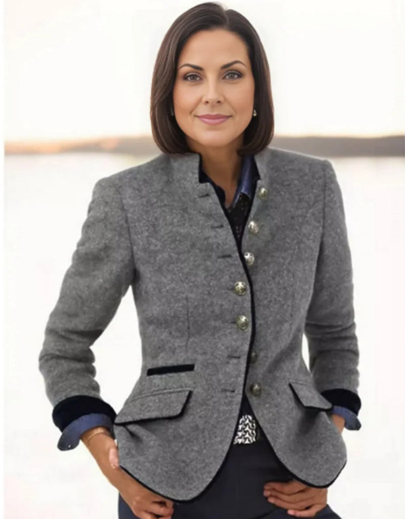 Multi-button Color Matching Women's Woolen Jacket 