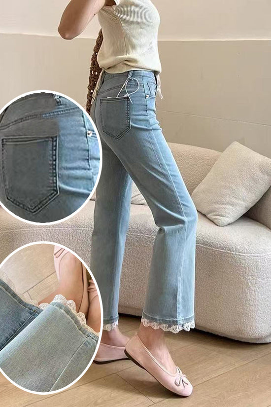 Jeans For Women, With Elastic Lace Lace And Lace Stitching, Micro Flared Jeans For Women In 2025, Small And Stylish Design, Light Blue Jeans For Women, Cropped Jeans For Women, Casual Pants For Women, CJ US