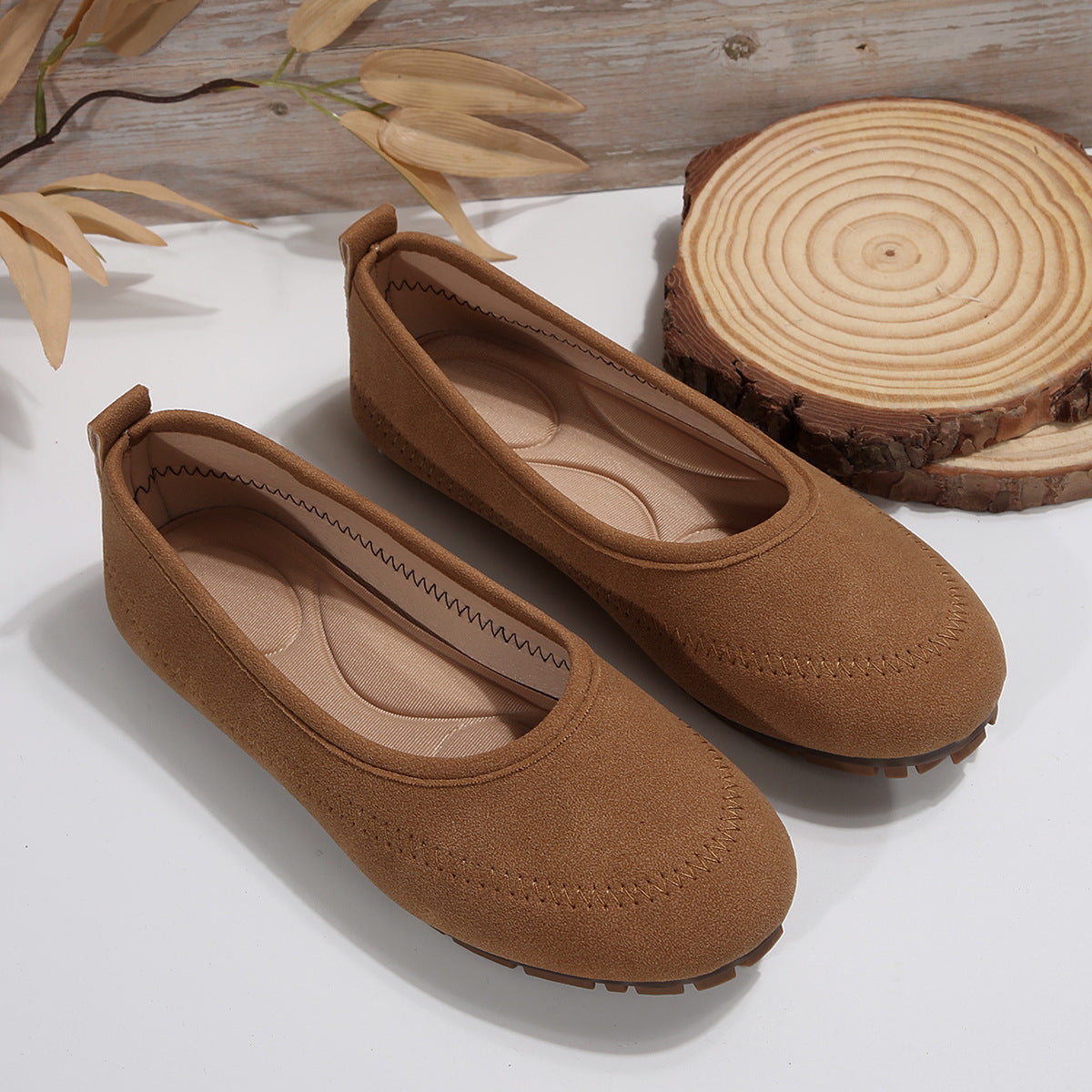 Women’s Low-Cut Round Toe Loafers – Slip-On Flat Casual Shoes - FitiqueFit
