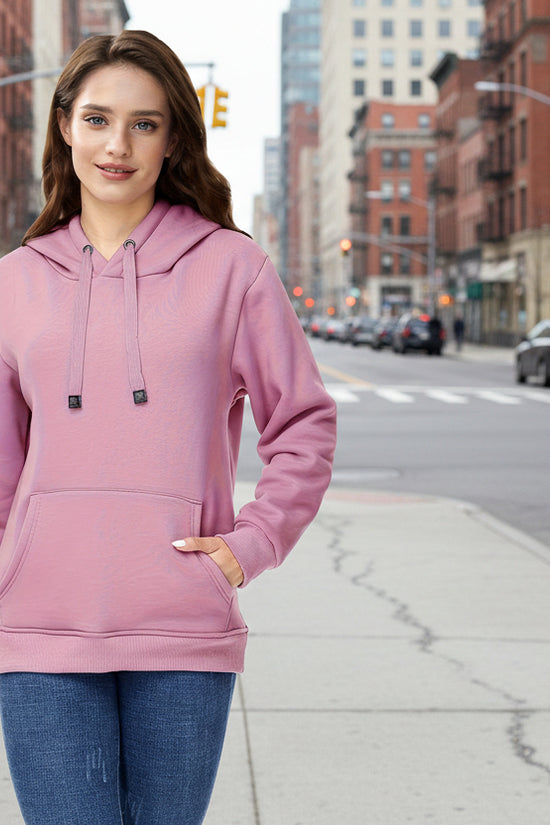 Winter New Arrival - Fashion Solid Color Velvet Hoodie - Warm Autumn And Winter Top - Hoodie With Adjustable Drawstring And Kangaroo Pocket, Comfortable Women's Sweatshirt 