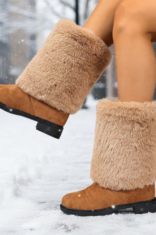 Womens Chunky Heeled Snow Boots 