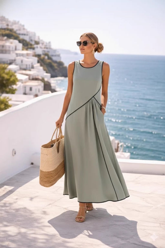 Mediterranean-style Vacation Dress For Women Contrast Colors 