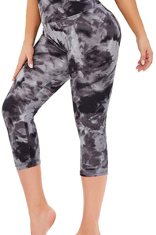 Cropped High-Rise Leggings – USA Flag Print Patriotic Workout Pants 