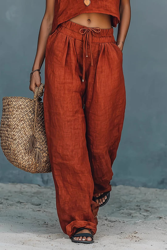 Women's Sleeveless Tank Top And Wide-Leg Pants Set 