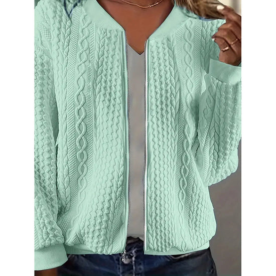 Bomber Jackets For Women Cute Jacquard Coats Lightweight Zip Up Jackets CJ US