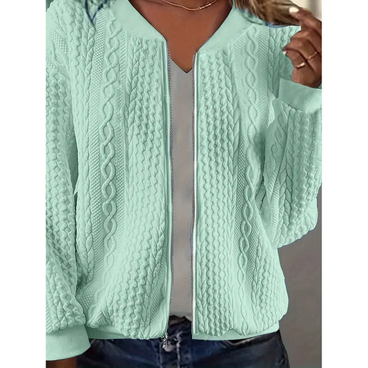 Bomber Jackets For Women Cute Jacquard Coats Lightweight Zip Up Jackets CJ US