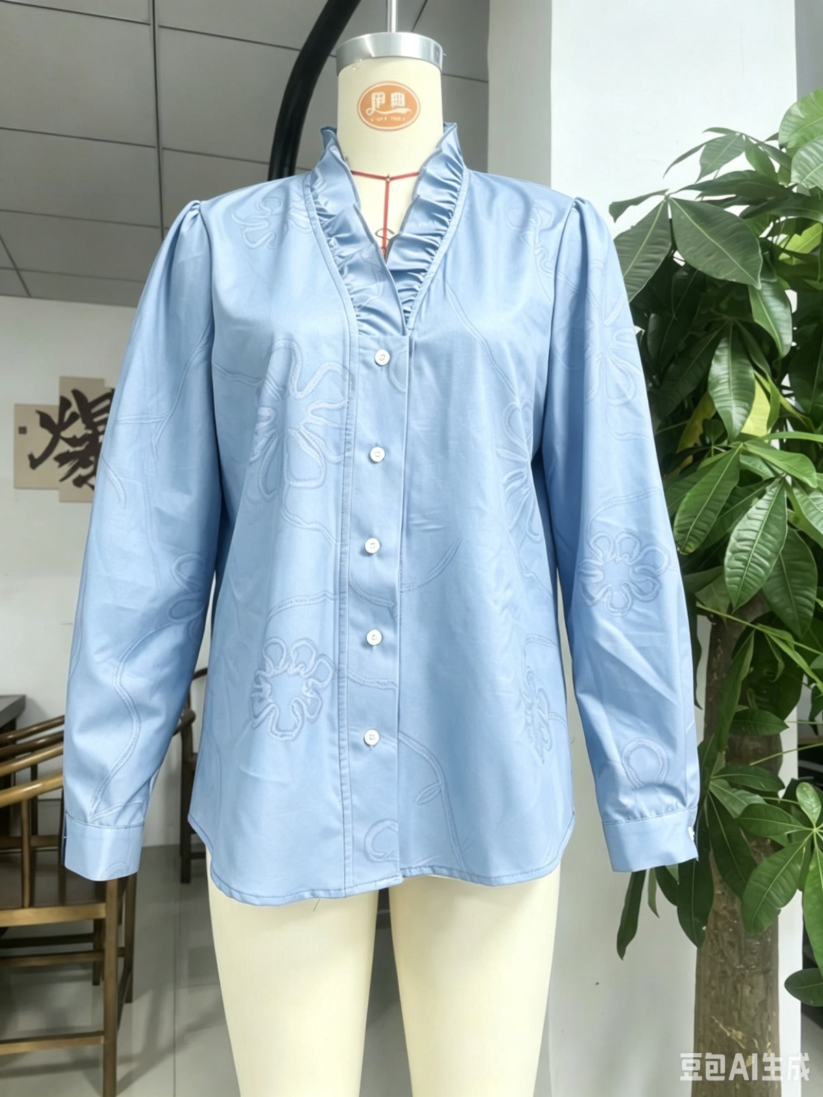Women’s Lace Embroidered Cotton Linen Blouse 